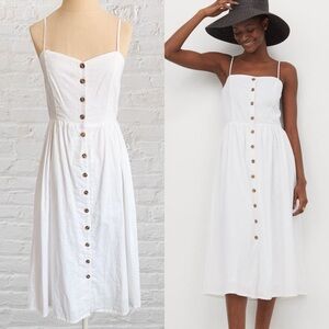 H&M Linen Blend Midi Button-Down Dress